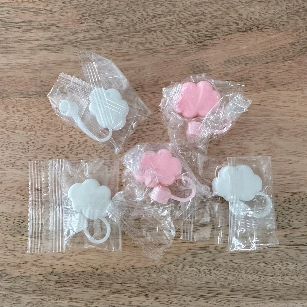 โ Reusable Silicone Cloud Straw Topper Covers - Set of 5 - Picture 2 of 8